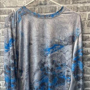 Realtree Fishing Blue and Gray‎ Camo Shirt